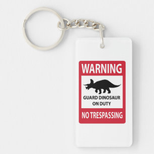 No Trespassing (Triceratops) Sign Nyckelring