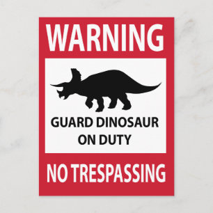 No Trespassing (Triceratops) Sign Vykort