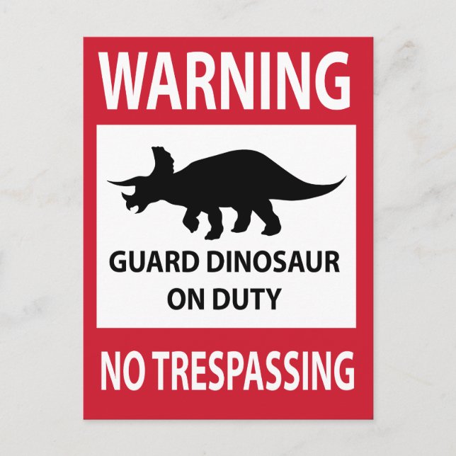 No Trespassing (Triceratops) Sign Vykort (Framsida)