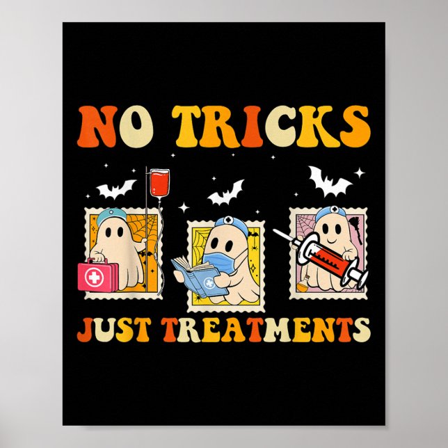 No Tricks Just S Funny Halloween Ghost Nursing  Poster (Framsidan)