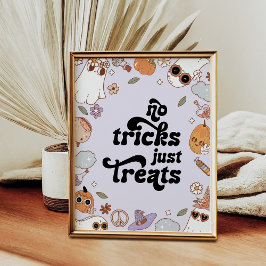No Tricks Just Treats Ghost Halloween Birthday Poster
