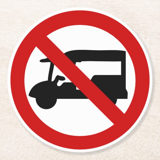 NO Tuk-Tuk TAXI ⚠ Thai Road Sign ⚠ Underlägg Papper Rund (Framsidan)