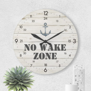 No Wake Zon Anchor 24 timmar Time Nautical Stor Klocka