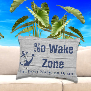 No Wake Zon Navy Anchor Rope Nautical Prydnadskudde