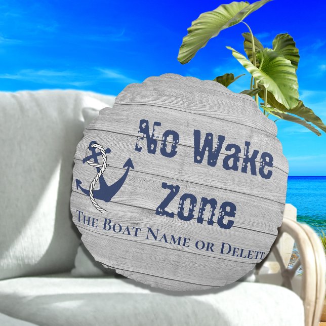 No Wake Zon Navy Anchor Rope Nautical Rund Kudde (Skapare uppladdad)