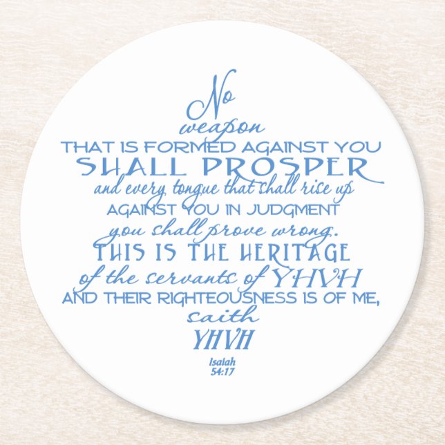 No Weapon Star of David Underlägg Papper Rund (Framsidan)