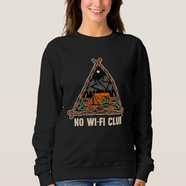 No Wifi Club Wildlife Mountain Outdoor Summit Hiki T Shirt (Framsida)