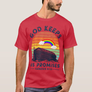 Noa Ark Regnbåge Jesus Kristna Gud Håller sina löf T Shirt