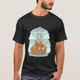 Noa Ark Rolig Djurbortförande UFO Stråle Utomjordi T Shirt