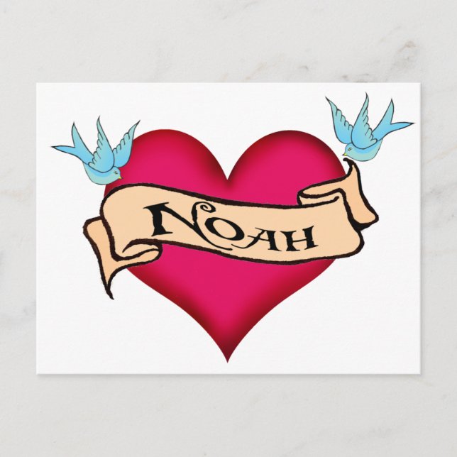 Noah - Anpassningsbar Heart Tattoo T-shirts & Gift Vykort (Framsida)