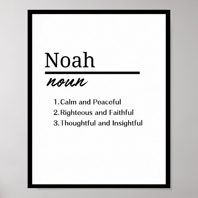 Noah, Boy Personlig Namn Definition Poster (Framsidan)