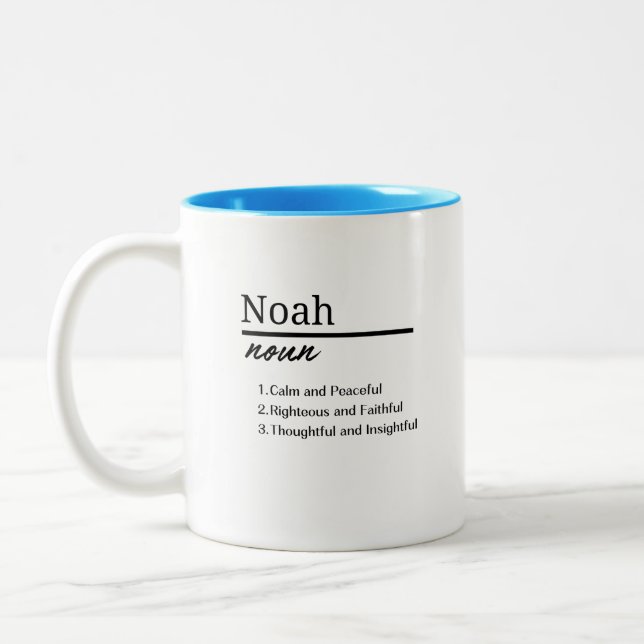 Noah, Boy Personlig Namn Definition Två-Tonad Mugg (Vänster)