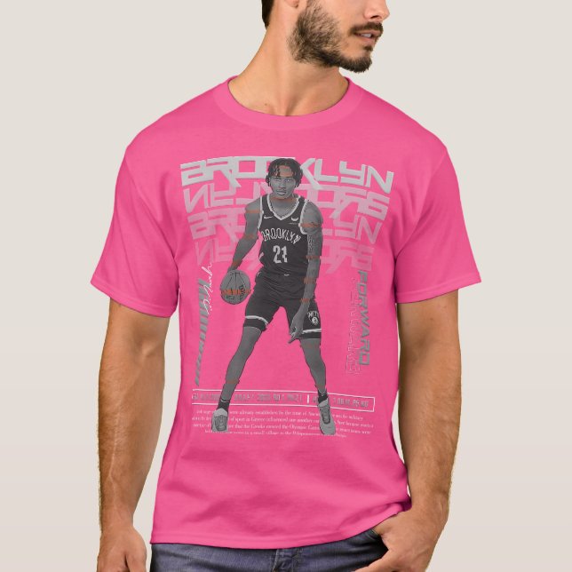 Noah Clowney Basketball Art Nets T Shirt (Framsida)