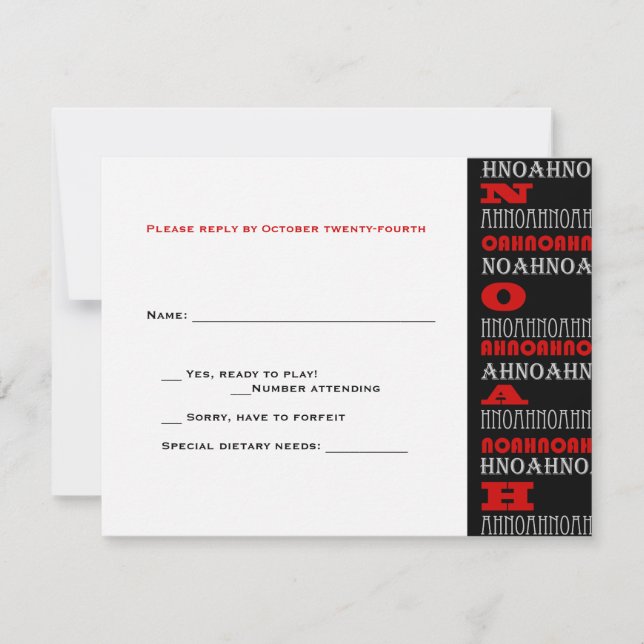 Noah Coola Modern Pub Mitzvah OSA Red Black Kort (Framsida)