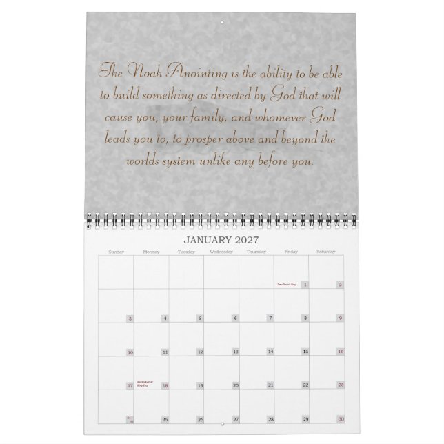 Noah den Anointing kalendern Kalender (Jan 2027)
