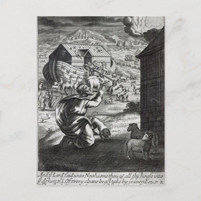 Noah kommer till Ark Vykort (Framsida)