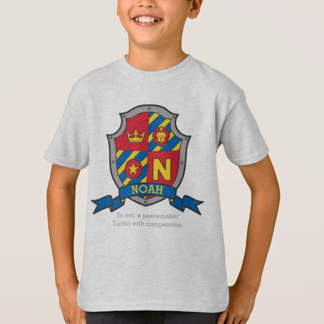 Noah N namn betyder vapensköld-kniwsköld Tee Shirt (Framsida)