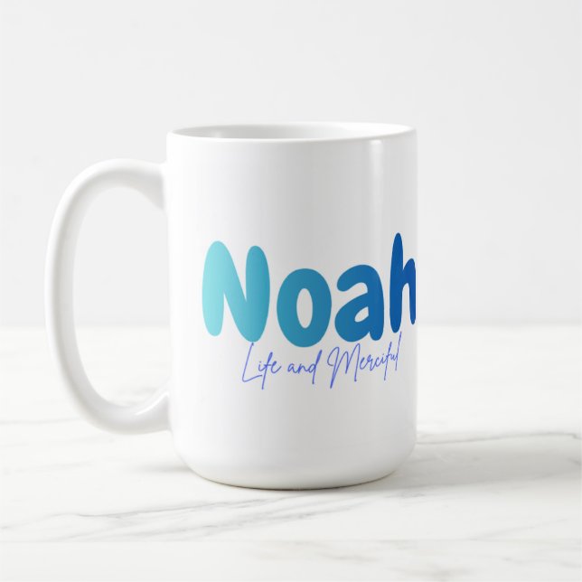 Noah Name Gift - Life and Merciful - Personalized  Kaffemugg (Vänster)