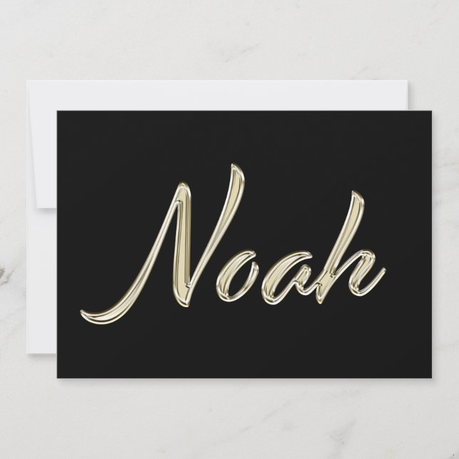 Noah Name white gold Handwriting Karte Kort (Framsida)
