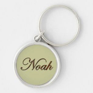 NOAH Namn-Branded Gift Keychain eller Zipper-pull Rund Silverfärgad Nyckelring