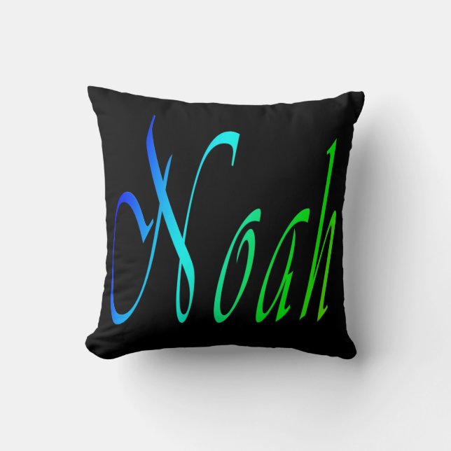 Noah, Namn, Logotyp, Black Throw Cushion Kudde (Framsida)