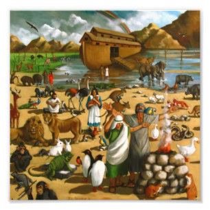Noah och ark: Stor målning, bibelberättelse Fototryck