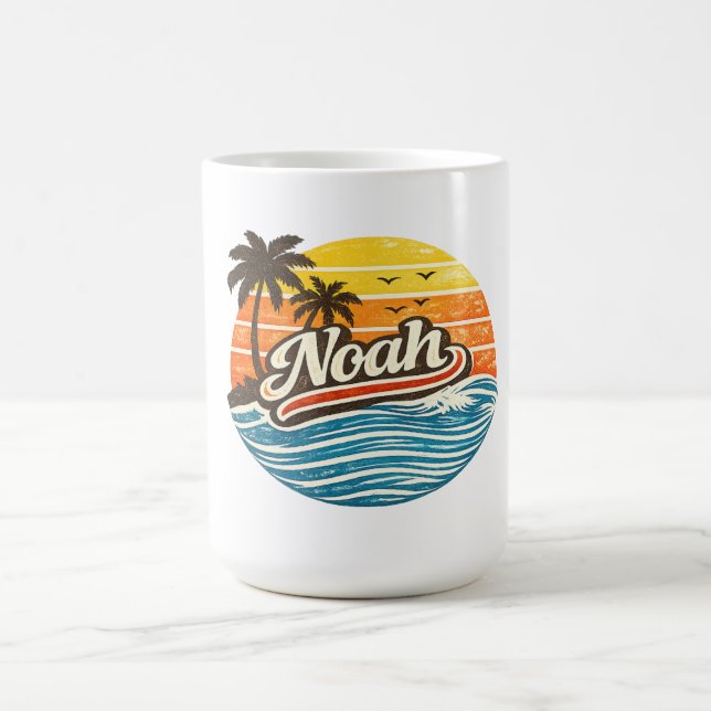 Noah Retro Sunset Namn Design Kaffemugg (Center)