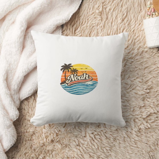 Noah Retro Sunset Namn Design Kudde (Filt)