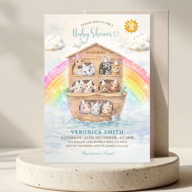 Noah’s Ark Baby Shower Invitation | Rainbow Baby  Inbjudningar (Skapare uppladdad)