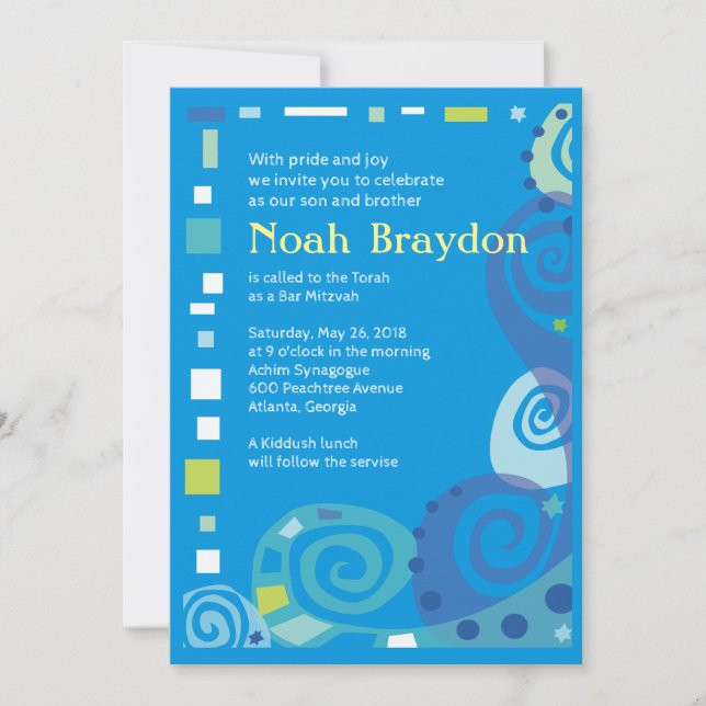 NOAH:s Bat mitzvah inbjudan till VINKARARE Pub (Framsida)