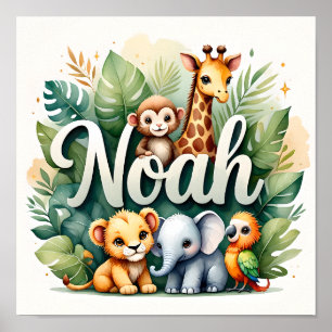 Noah Safari Nursery Wall Art Poster