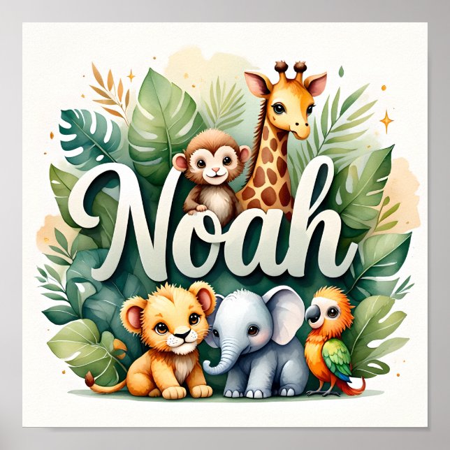 Noah Safari Nursery Wall Art Poster (Framsidan)