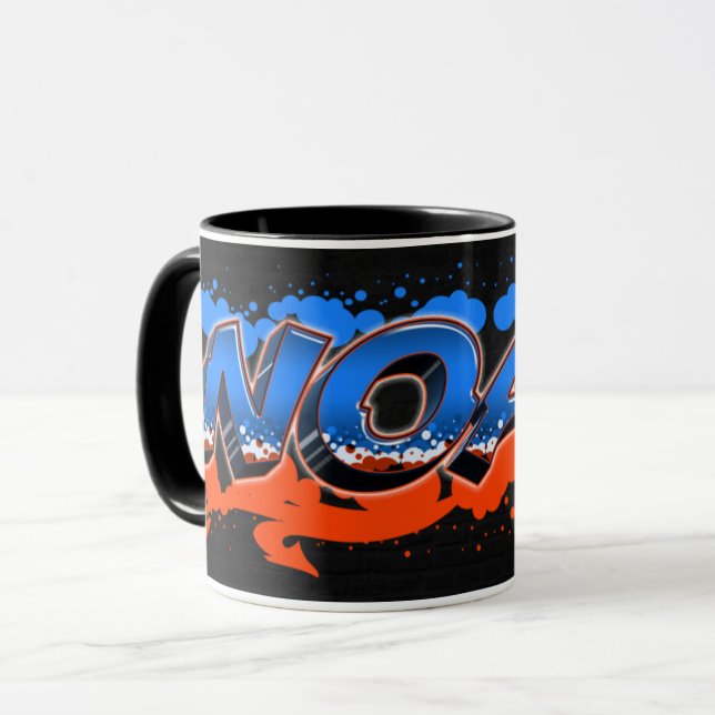 Noah Vorname Name Graffiti blue orange Tasse Mugg (Framsida vänster)