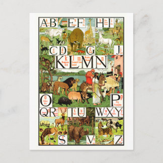 Noahs ABC-alfabetet kartlägger på engelskt för Vykort