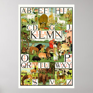 Noahs ark Alphabet ABC Poster klassrum