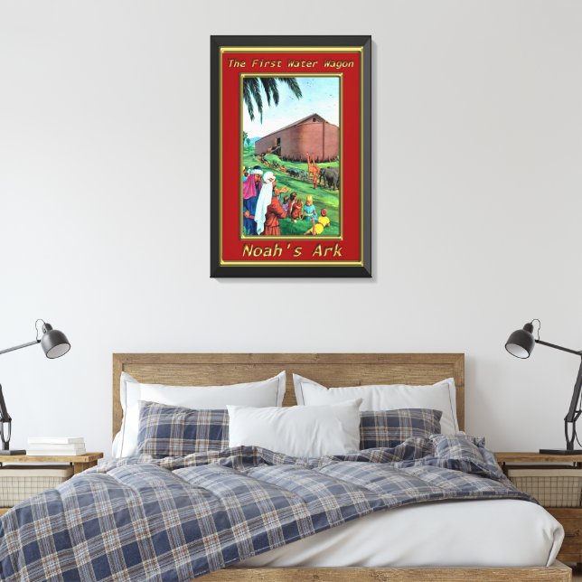 Noah's Ark Animals går på frakten Red ram Canvastryck (Insitu (sovrum))