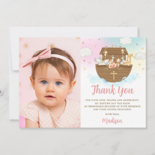 Noahs Ark Animals Girl Baptism Christening Photo Tack Kort