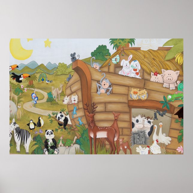 Noahs Ark Art Poster Mural för Baby Nursery (Framsidan)
