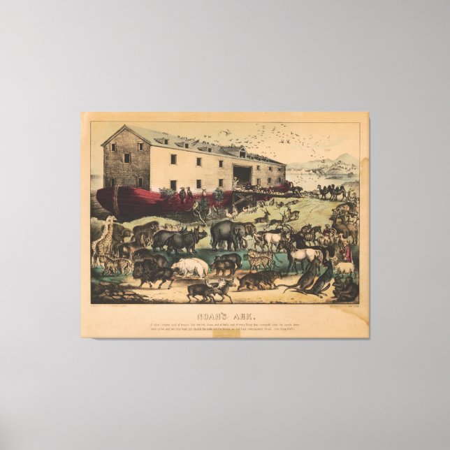 Noahs Ark av Currier & Ives (1868-78) Canvastryck (Framsida)