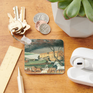 Noahs Ark av Edward Hicks, Vintage Folk Art Nyckelring