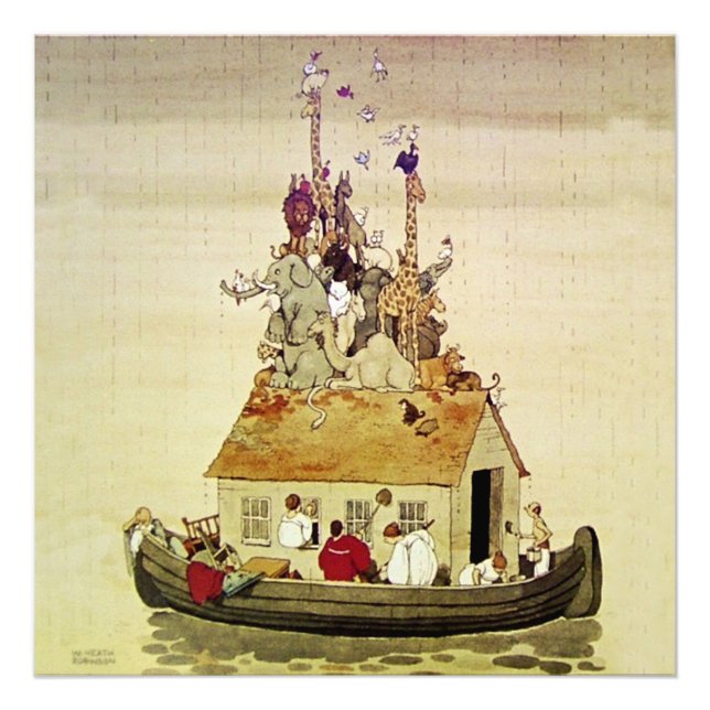 ’Noahs Ark’ av W Heath Robinson Fototryck (Framsidan)