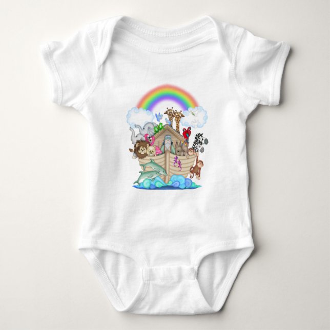 Noahs Ark baby djur romper unisex Tröja (Framsida)
