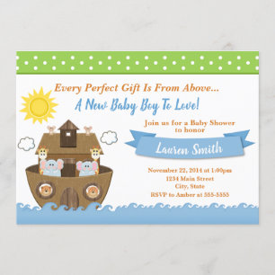 Noahs Ark Baby Shower inbjuden pojkvän Babyskåkare Inbjudningar