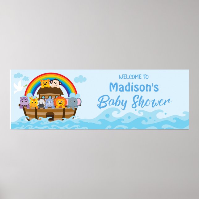 Noahs Ark Baby Shower Party Banner Poster (Framsidan)