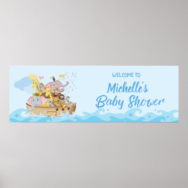 Noahs Ark Baby Shower Party Banner Poster (Framsidan)
