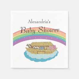 Noahs Ark Baby Shower Rainbow könsneutralt Pappersservett