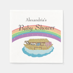 Noahs Ark Baby Shower Rainbow könsneutralt Pappersservett
