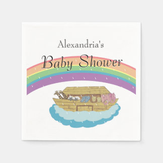 Noahs Ark Baby Shower Rainbow könsneutralt Pappersservett