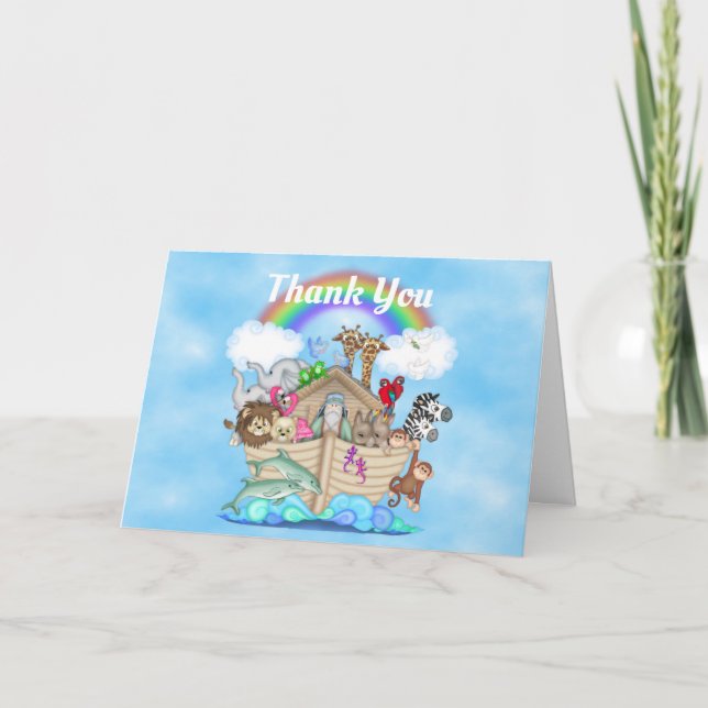 Noahs Ark Baby Shower Tack för ditt kort (Framsida)
