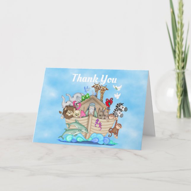 Noahs Ark Baby Shower Tack för ditt kort (Framsida)